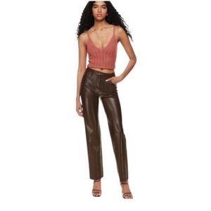 Wilfred NWT Melina brown high waist pleather contemporary trouser pant size 12